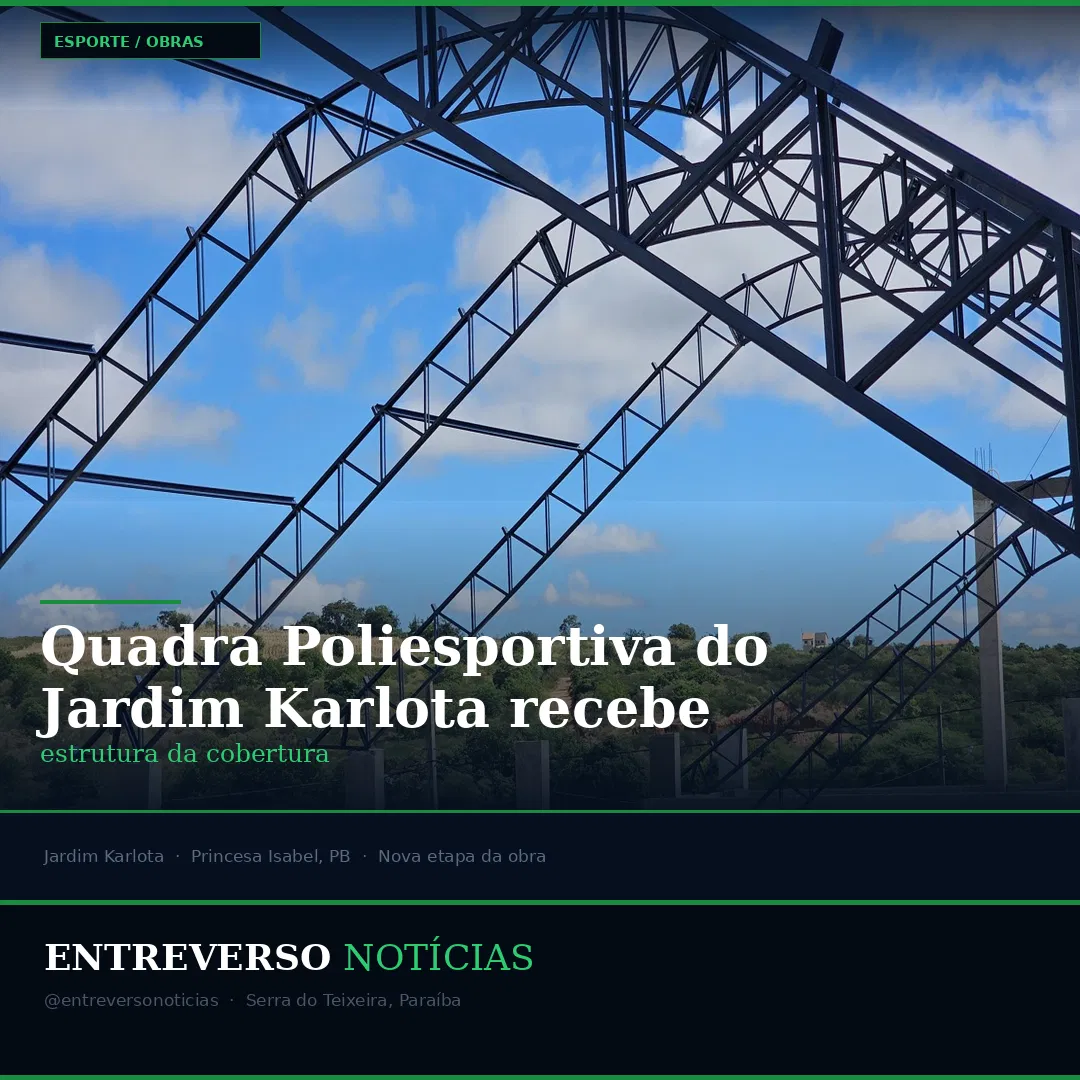 Quadra Poliesportiva do Jardim Karlota entra em nova etapa com instalação da estrutura da cobertura