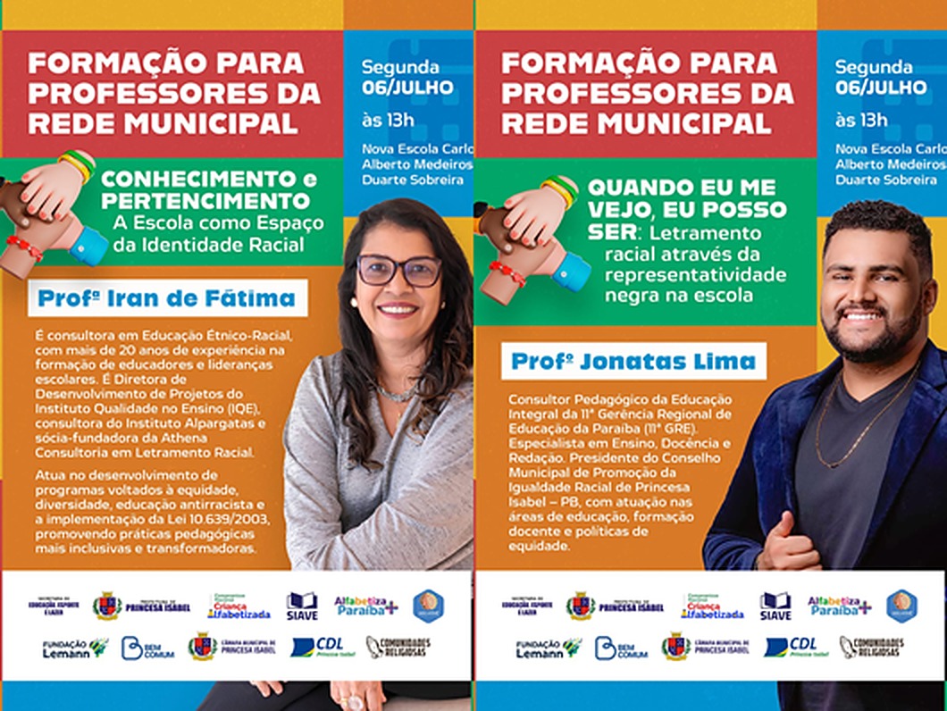 Professores da rede municipal de Princesa Isabel recebem formação sobre identidade e letramento racial nesta segunda (6)
