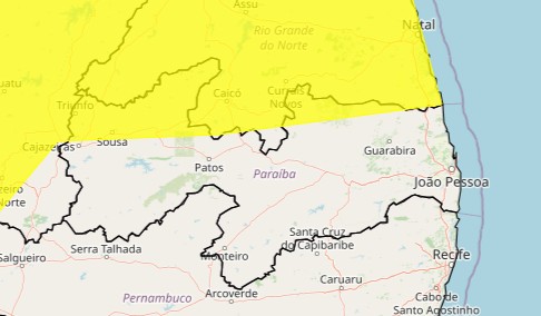 Inmet renova alerta de chuvas intensas para mais de 50 cidades da PB