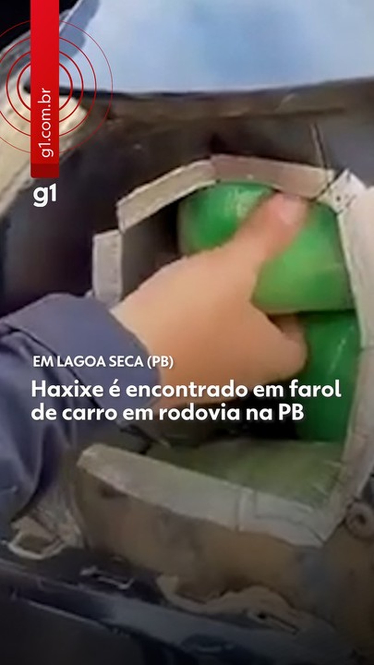 Mais de 70 kg de haxixe são apreendidos em rodovia na PB; Vídeo mostra droga escondida em farol de carro