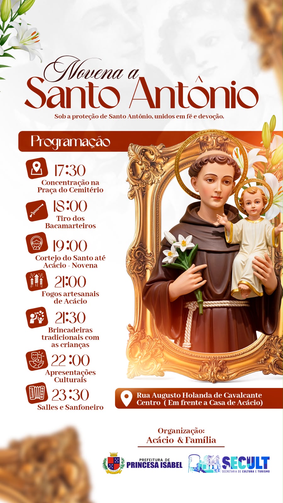 Novena a Santo Antônio reúne fé e cultura no Centro de Princesa Isabel