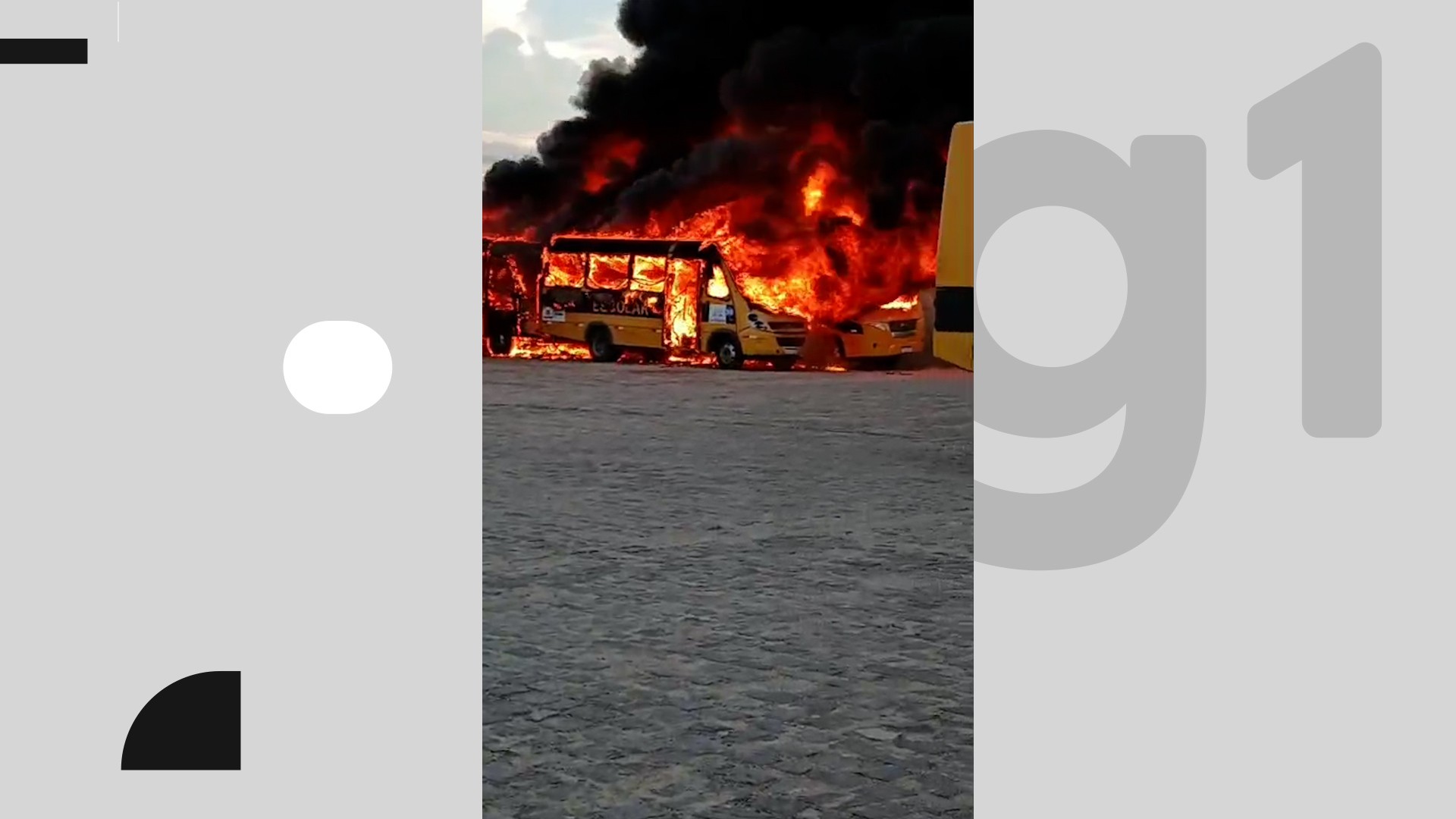 Imagens mostram incêndio que destruiu ônibus escolares e um caminhão em Queimadas, na PB; VÍDEO