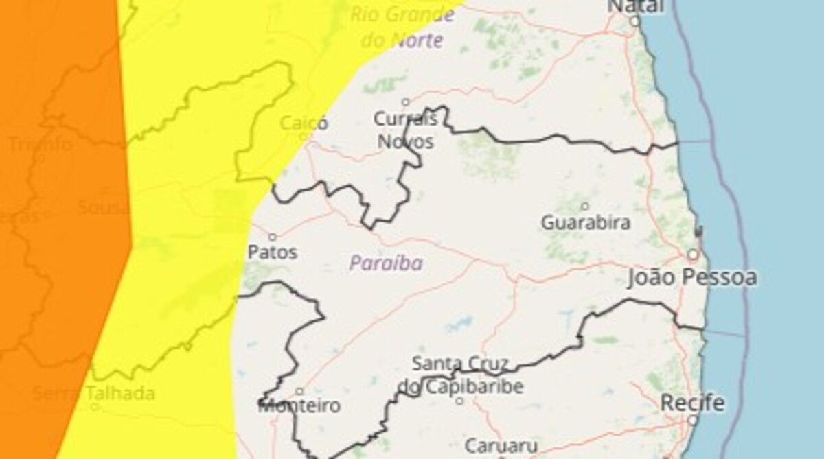 Inmet emite dois alertas de chuvas intensas para cidades da Paraíba