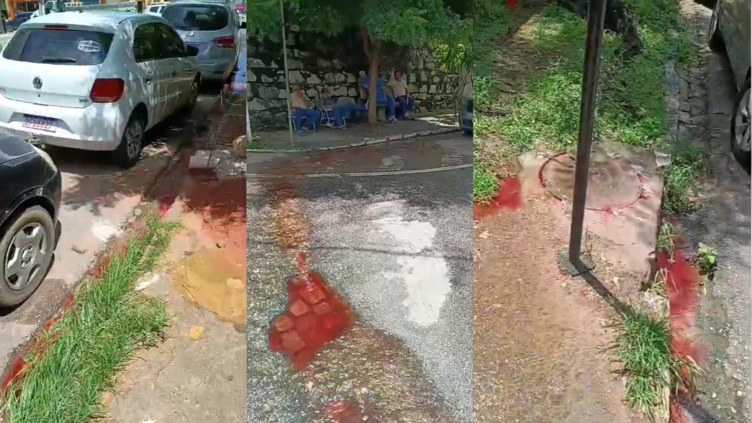 Água avermelhada saindo de hospital no interior da Paraíba chama atenção de moradores; VÍDEO