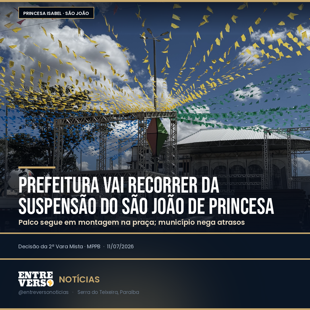 Prefeitura vai recorrer da suspensão do São João de Princesa Isabel