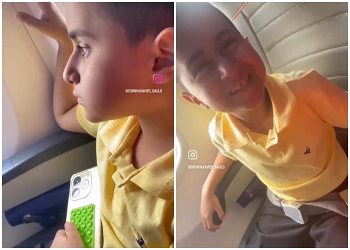 'Me senti muito feliz', diz menino homenageado em voo de volta à Paraíba após tratamento contra leucemia em SP; VÍDEO