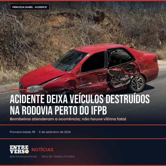 Acidente deixa veículos destruídos na rodovia perto do IFPB em Princesa Isabel