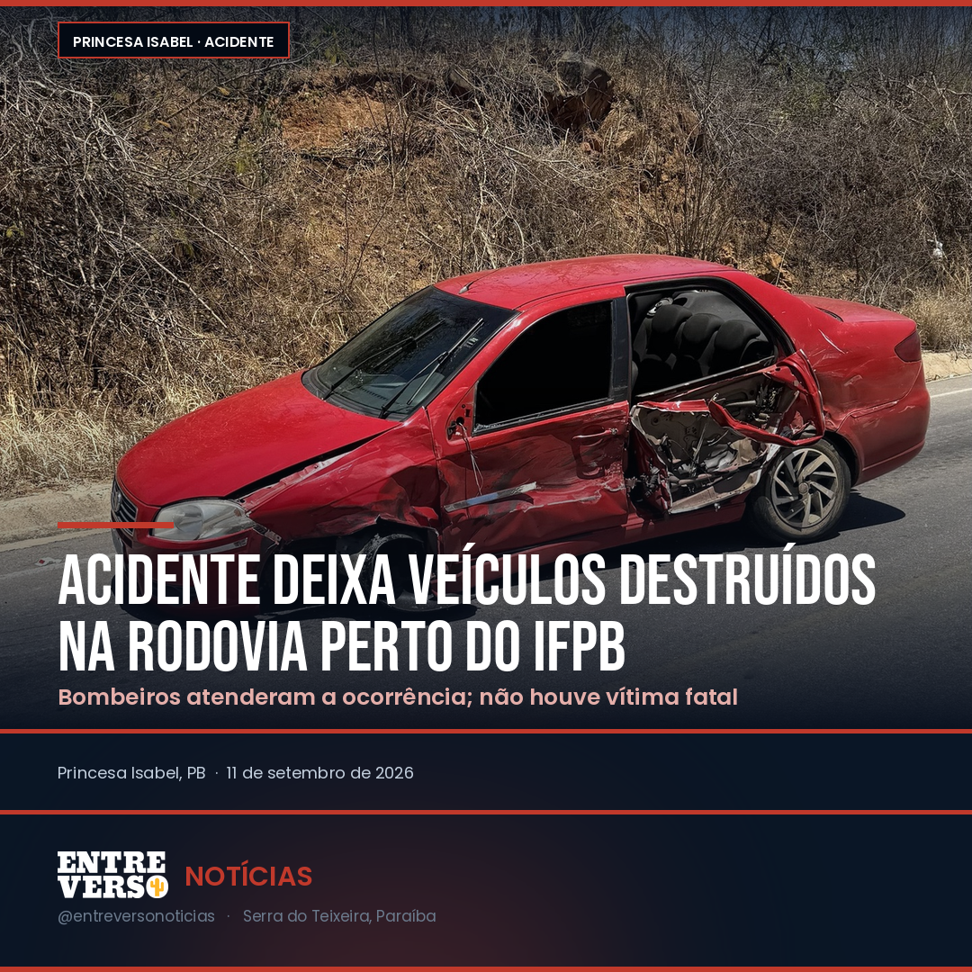 Acidente deixa veículos destruídos na rodovia perto do IFPB em Princesa Isabel