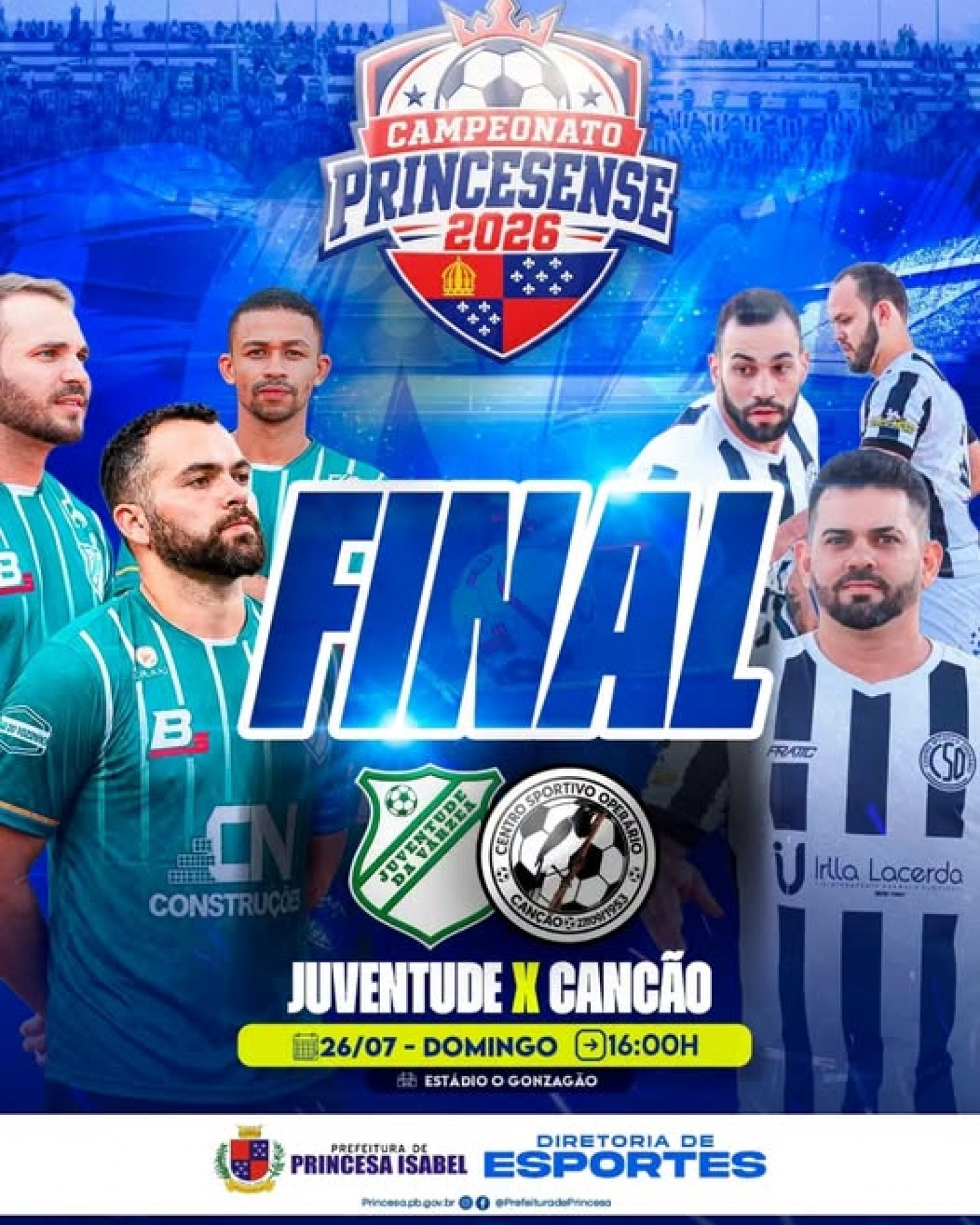 Final do Campeonato Princesense de Futebol 2026 será domingo (26) no Gonzagão